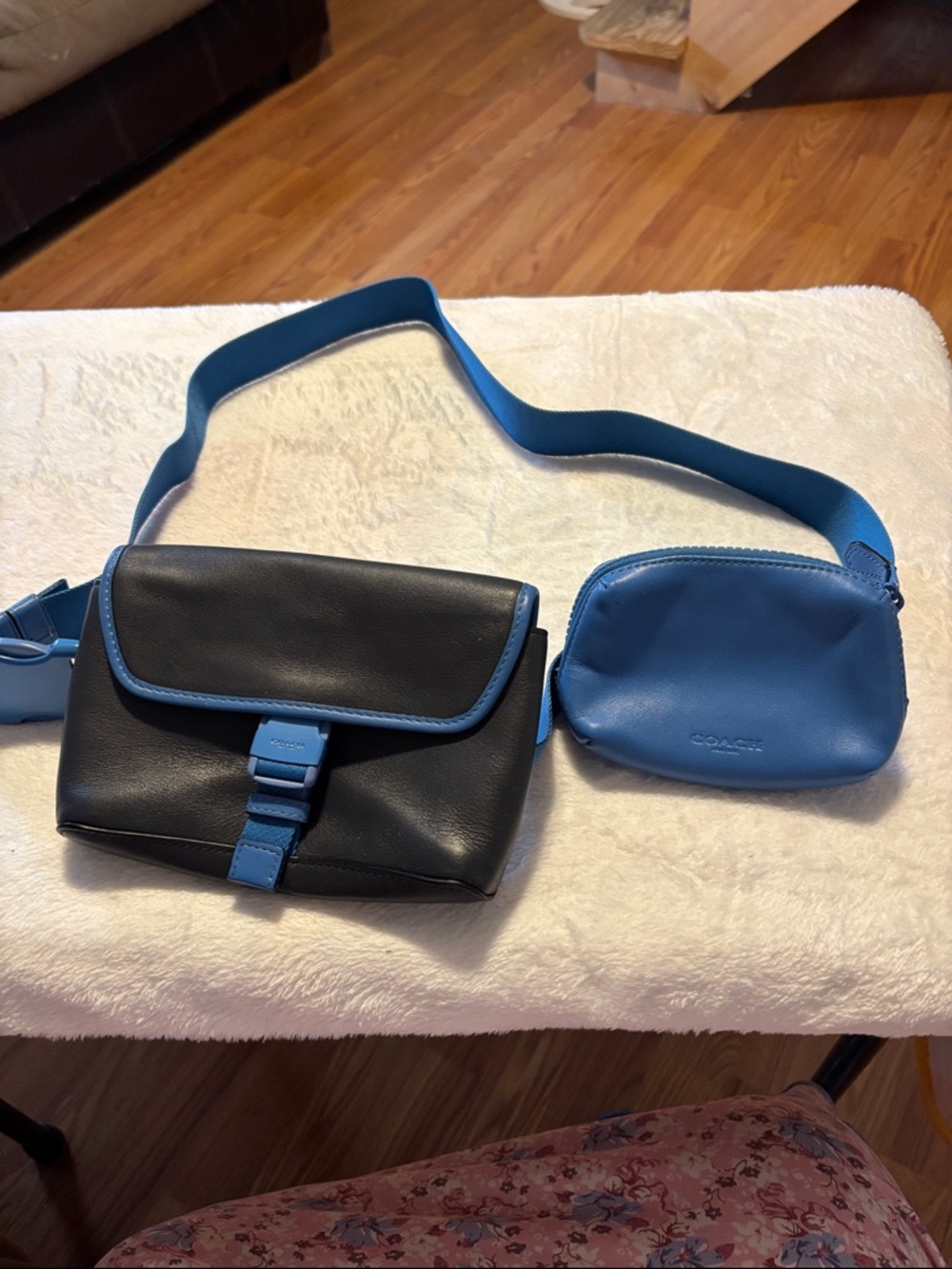 Coach Black and Blue Two-Piece Crossbody Belt Bag Set